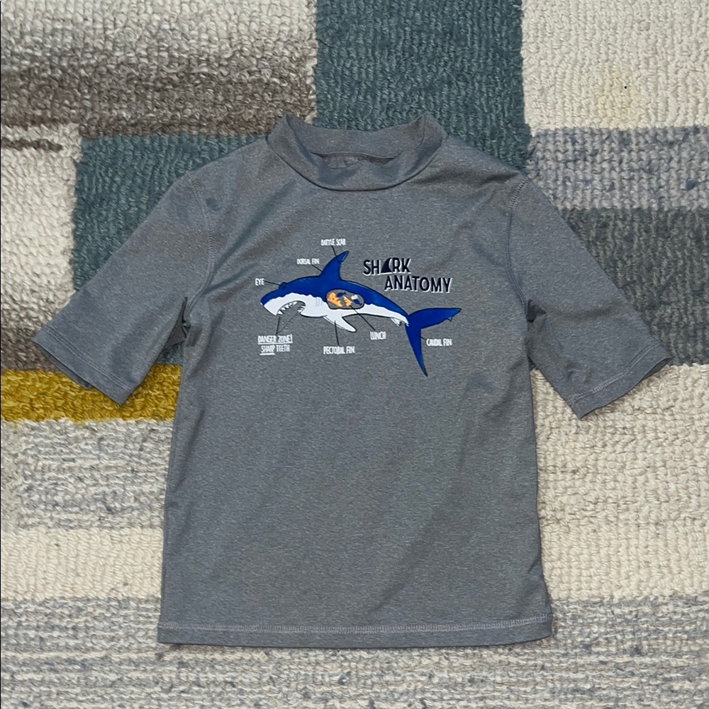 Kids Gray Shark Anatomy Swim Shirt